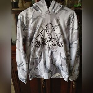Adidas Camouflage Hoodie. White/grey Camouflage‎ W Black Logo. Youth Lg14/16
